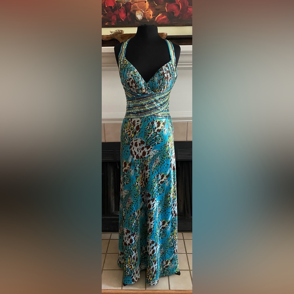 Aspeed Blue and Green Maxi Dress